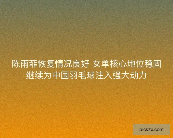陈雨菲恢复情况良好 女单核心地位稳固继续为中国羽毛球注入强大动力