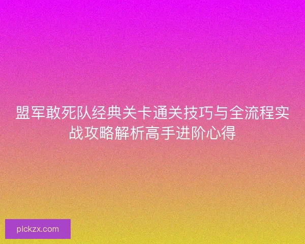 盟军敢死队经典关卡通关技巧与全流程实战攻略解析高手进阶心得 盟军敢死队经典关卡通关技巧与全流程实战攻略解析高手进阶心得