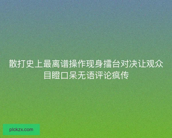 散打史上最离谱操作现身擂台对决让观众目瞪口呆无语评论疯传